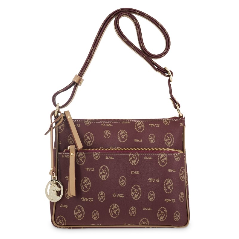 EL POTRO: BOLSO BANDOLERA PEQUEÑO EN LONA Y PIEL VACUNO 2248-VINTAGE-BURDEOS