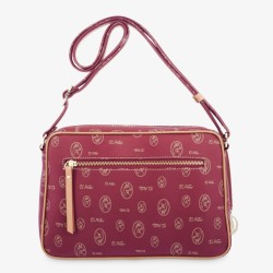 EL POTRO: BOLSO BANDOLERA MUJEREN LONA Y PIEL 29 CM. 2245-VINTAGE-BURDEOS