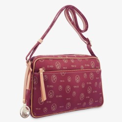 EL POTRO: BOLSO BANDOLERA MUJEREN LONA Y PIEL 29 CM. 2245-VINTAGE-BURDEOS