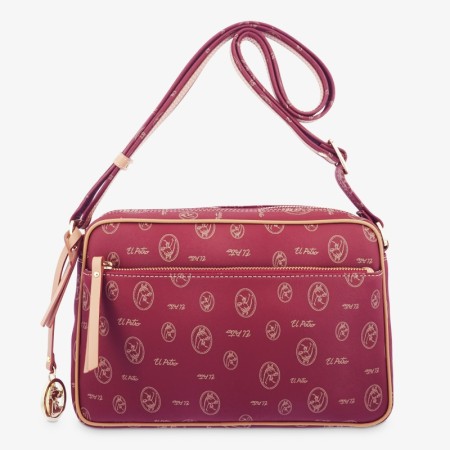 EL POTRO: BOLSO BANDOLERA MUJEREN LONA Y PIEL 29 CM. 2245-VINTAGE-BURDEOS