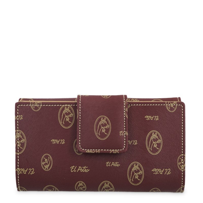 EL POTRO: CARTERA GRANDE MUJER EN LONA Y PIEL 2251-VINTAGE-BURDEOS