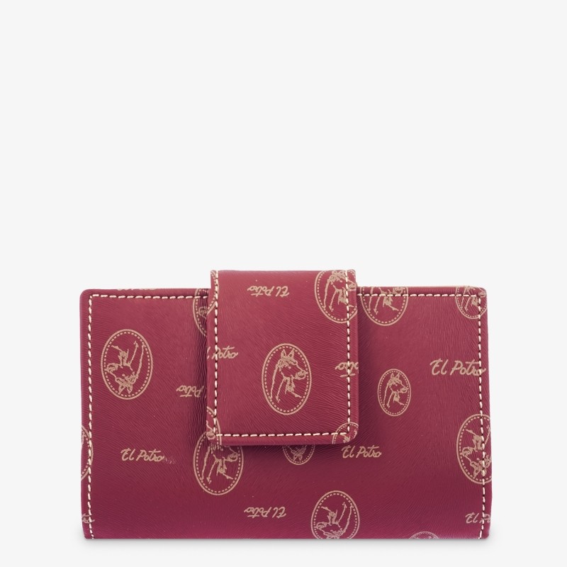 El Potro: Cartera mujer en lona y piel 14 cm. 2250-VINTAGE-BURDEOS