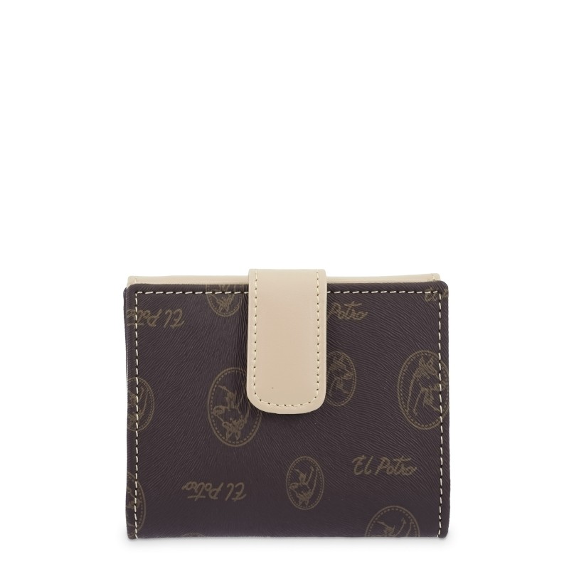 El Potro: Cartera mujer en lona y piel 9 cm. 2223-VINTAGE-MARRON