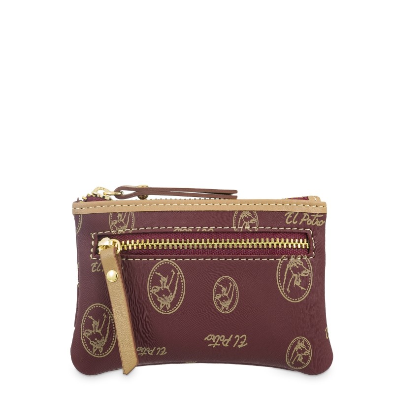 EL POTRO: MONEDERO PEQUEÑO 2 CREMALLERAS 2211-VINTAGE-BURDEOS