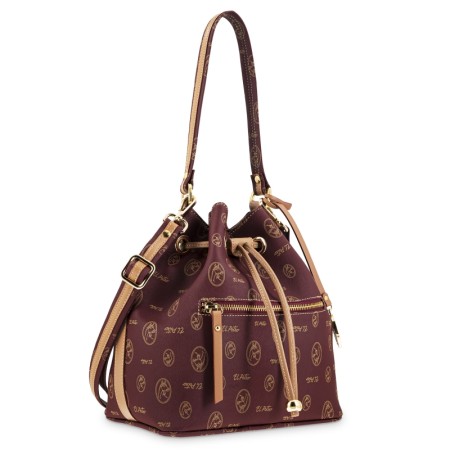 EL POTRO: BOLSO SACO MUJER EN LONA Y PIEL 2274-VINTAGE-BURDEOS