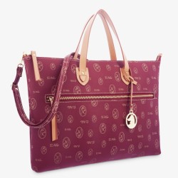 EL POTRO: BOLSO CARPETA MUJER EN LONA Y PIEL VACUNO 2257-VINTAGE-BURDEOS