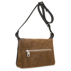 El Potro: Bolso bandolera pequeño mujer piel VACUNO 3112-NATURAL-CASTAÑO/MARRÓN