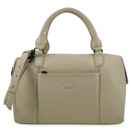 EL POTRO: BOLSO CESTA CON BANDOLERA DE PIEL VACUNO 6707-BARI-TAUPE