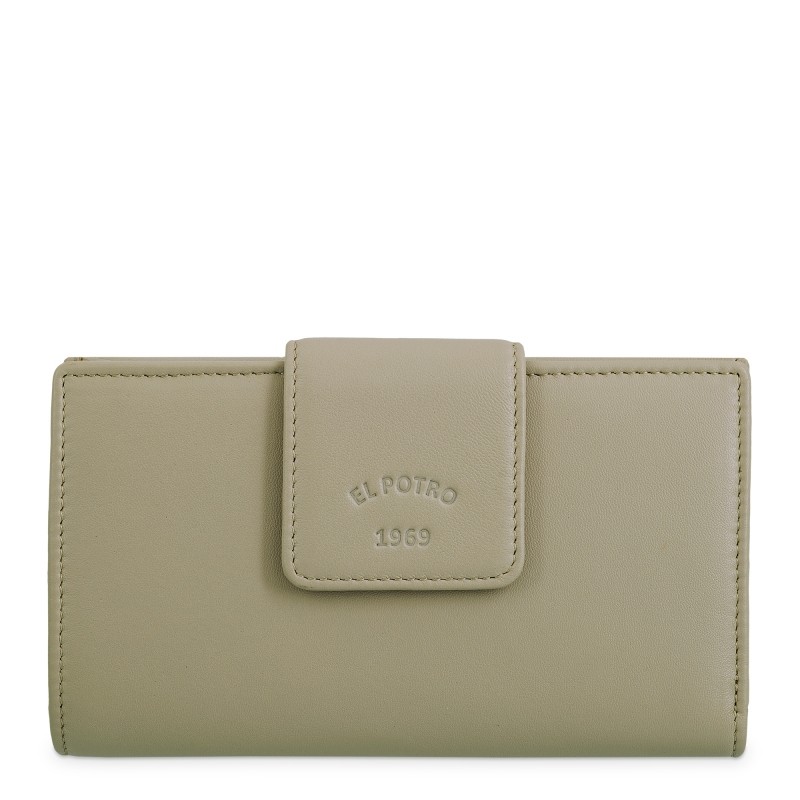 EL POTRO: CARTERA MUJER MEDIANA 16,5 CM. DE PIEL VACUNO 6711-BARI-TAUPE