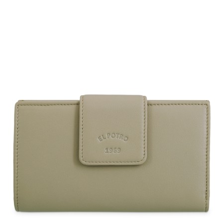 EL POTRO: CARTERA MUJER MEDIANA 16,5 CM. DE PIEL VACUNO 6711-BARI-TAUPE