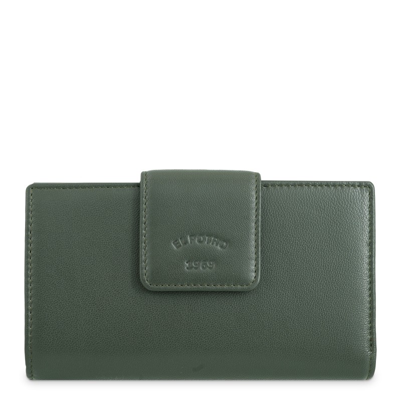EL POTRO: CARTERA MUJER MEDIANA 16,5 CM. DE PIEL VACUNO 6711-BARI-VERDE