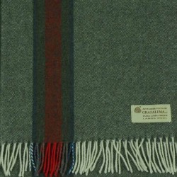 ARTESANIA TEXTIL DE GRAZALEMA: BUFANDA LANA 100% VERDE/RAYAS