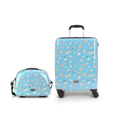 Gabol: LIFE Mr. Wonderful HAPPY Set maleta cabina + neceser ABS+Policarbonato
