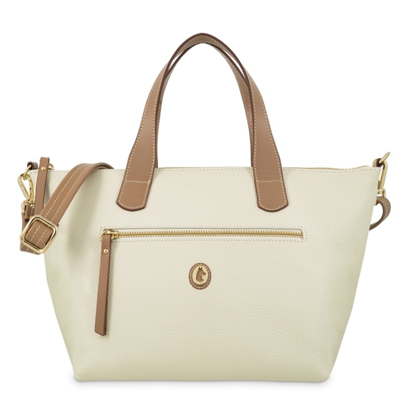 EL POTRO: BOLSO CESTA DE ASA CORTA Y BANDOLERA MEDIANO MUJER PIEL 1543-OASIS-IVORY