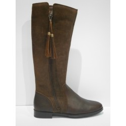 Bota de piel y serraje